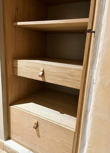 Rangement avec tiroir en chêne